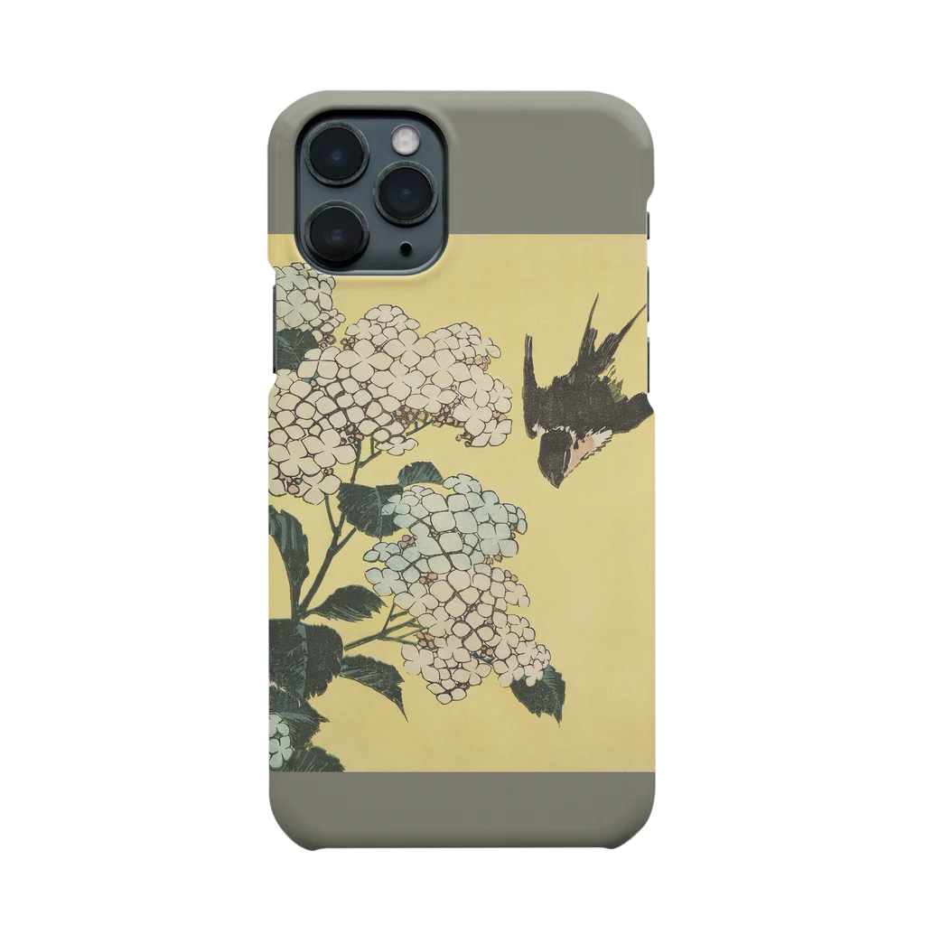 SONOTENI-ARTの003-009　葛飾北斎　『紫陽花に燕』　スマホケース　表側面印刷　iPhone 11Pro専用デザイン　SC1 iPhone Smartphone Case