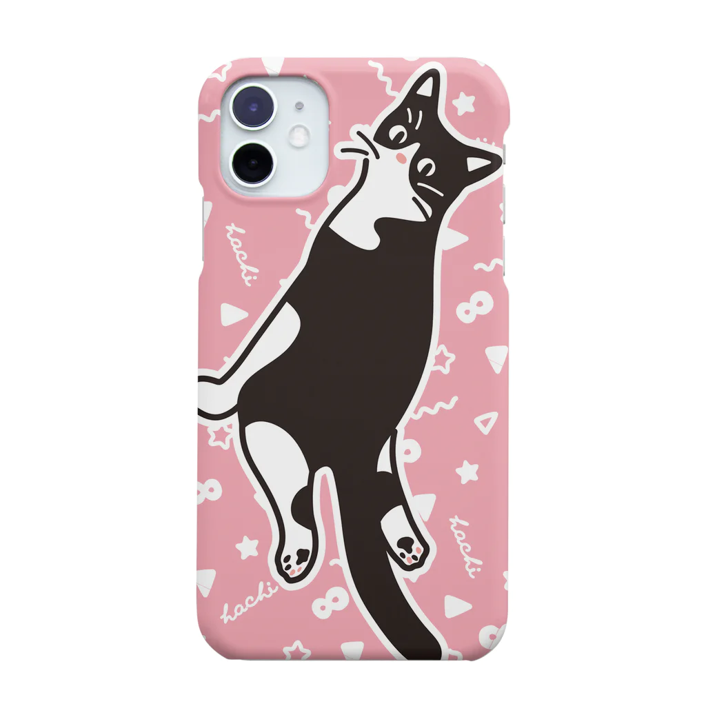 ハチワレ猫　ハチのお店のハチワレ猫　ハチ ピンク iPhone Smartphone Case