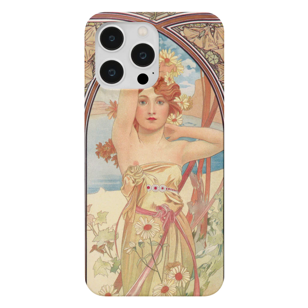 SONOTENI-ARTの014-010　アルフォンス・ミュシャ　『時の流れ：昼の輝き』　スマホケース　表側面印刷　iPhone 14ProMax/14Plus/13ProMax/12ProMax専用デザイン　SC4-2 iPhone Smartphone Case