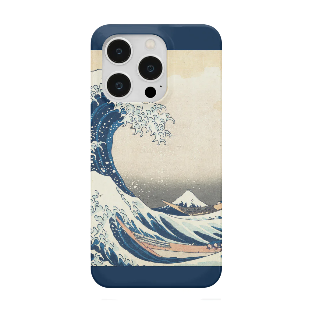 SONOTENI-ARTの003-001　葛飾北斎　『富嶽三十六景　神奈川沖浪裏』　スマホケース　表側面印刷　iPhone 14/14Pro/13/13Pro/12/12Pro専用デザイン　SC4-1 iPhone Smartphone Case