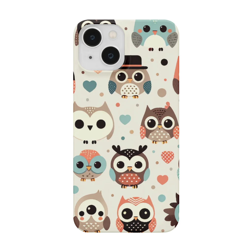 18ban's shopのフクロウドット柄 iPhone Smartphone Case