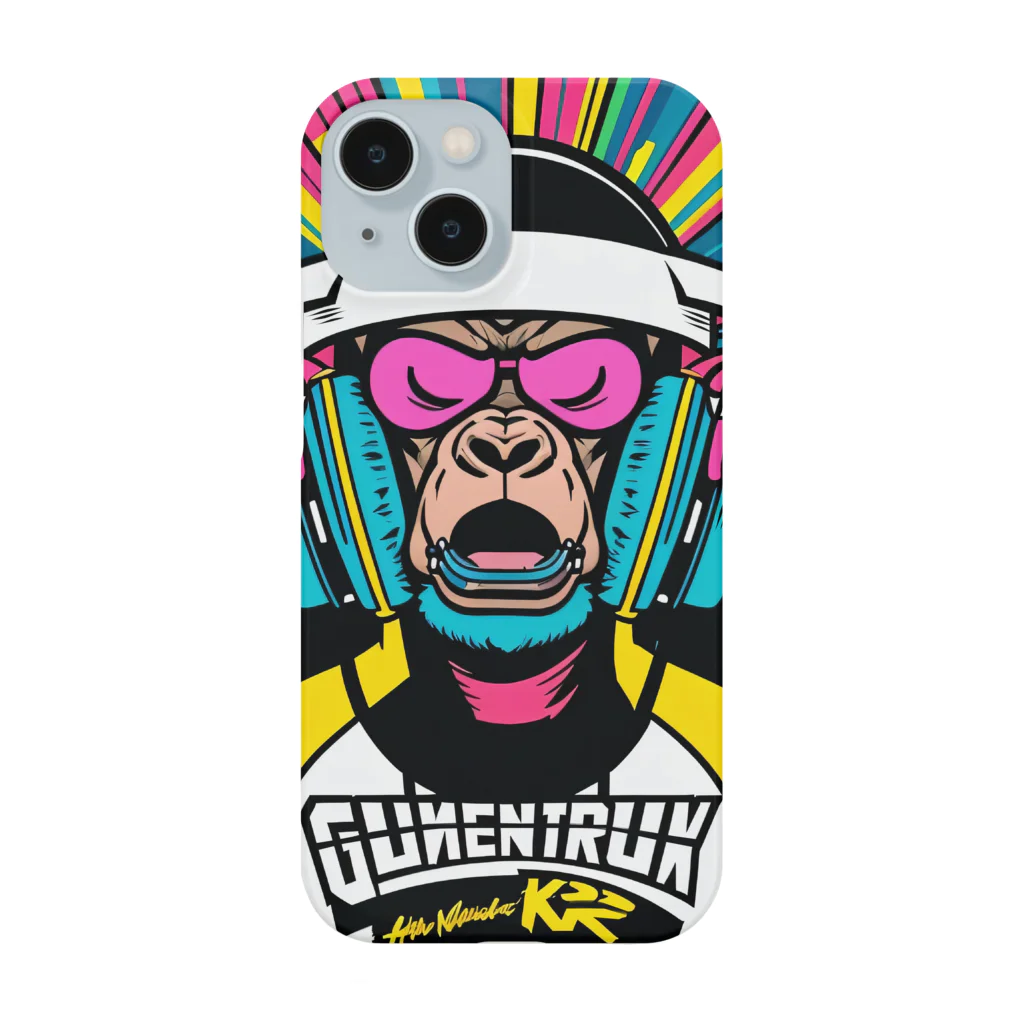 ビューティフルハードコアイラストレーション-DESIGN STOREのカラフルミュージックゴリラ iPhone Smartphone Case