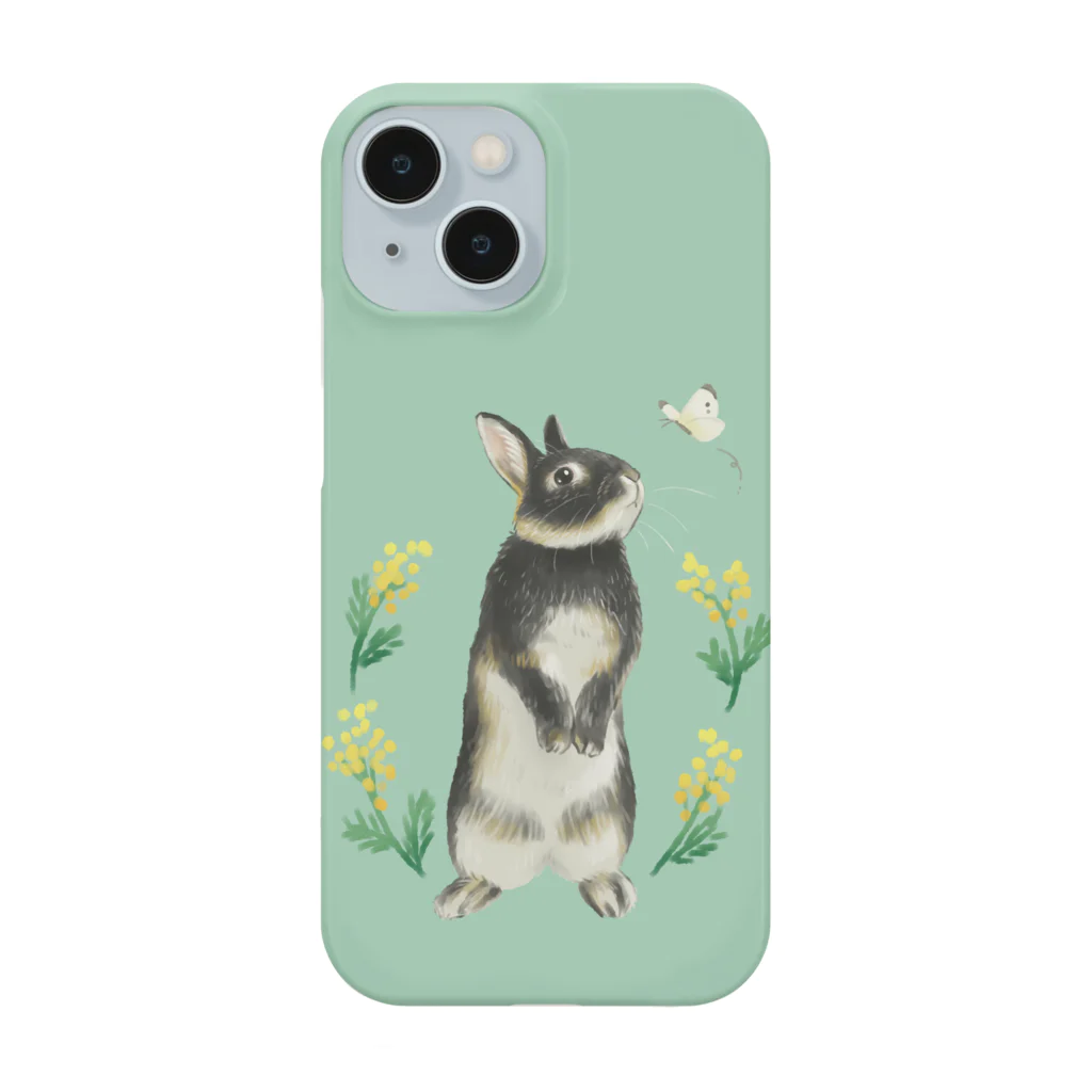 Usagi Kawaiiのモンシロチョウとうさぎさん iPhone Smartphone Case