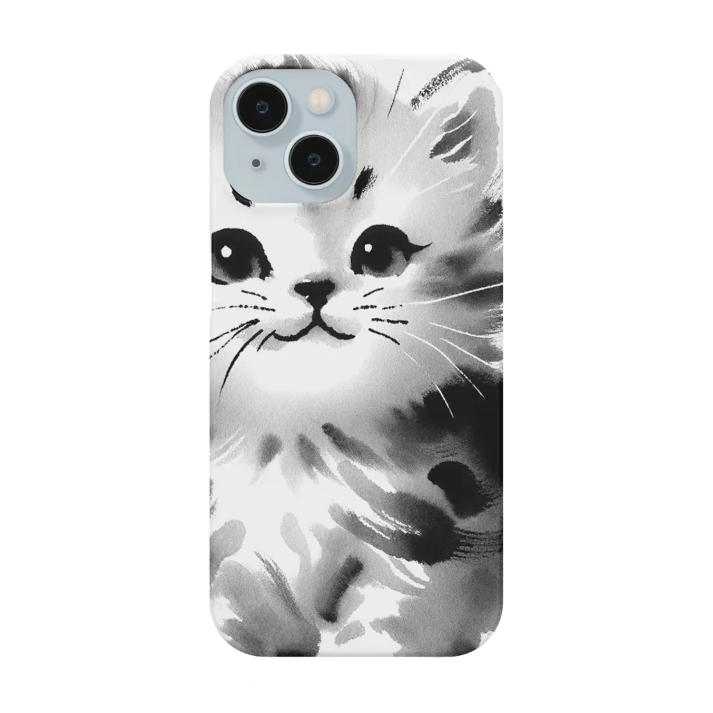 cat-houseの水墨こねこ微笑 iPhone Smartphone Case