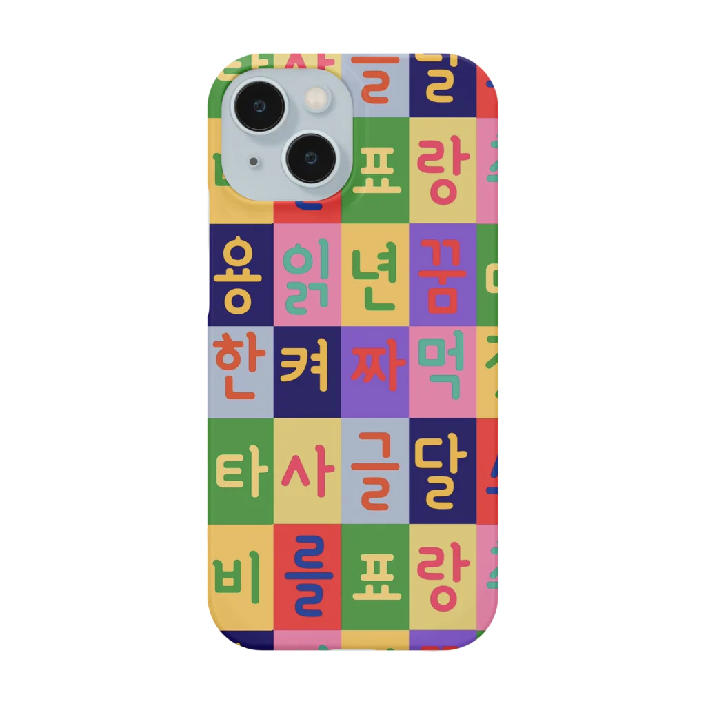 LalaHangeulのハングルサラン　渋めカラーのチェック柄 iPhone Smartphone Case