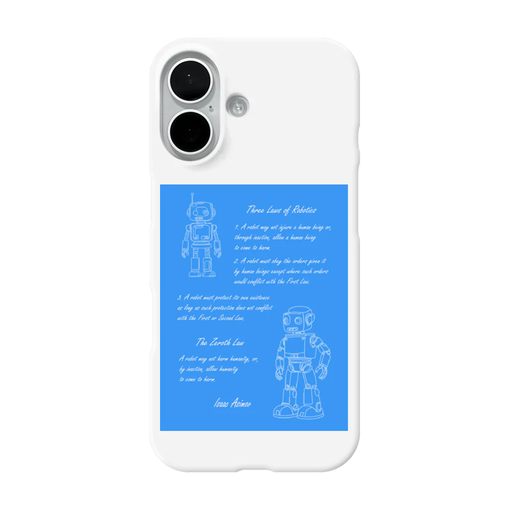 mirinconixのアシモフのロボット3原則とロボットの落書き  セルリアンブルー iPhone Smartphone Case