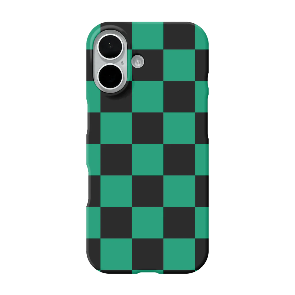 iPhone のケース屋の市松模様 (黒/緑) iPhone Smartphone Case