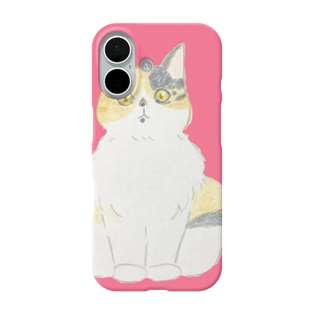 SHINOBU LABORATORY.のビックリ顔の三毛猫つぼみ iPhone Smartphone Case