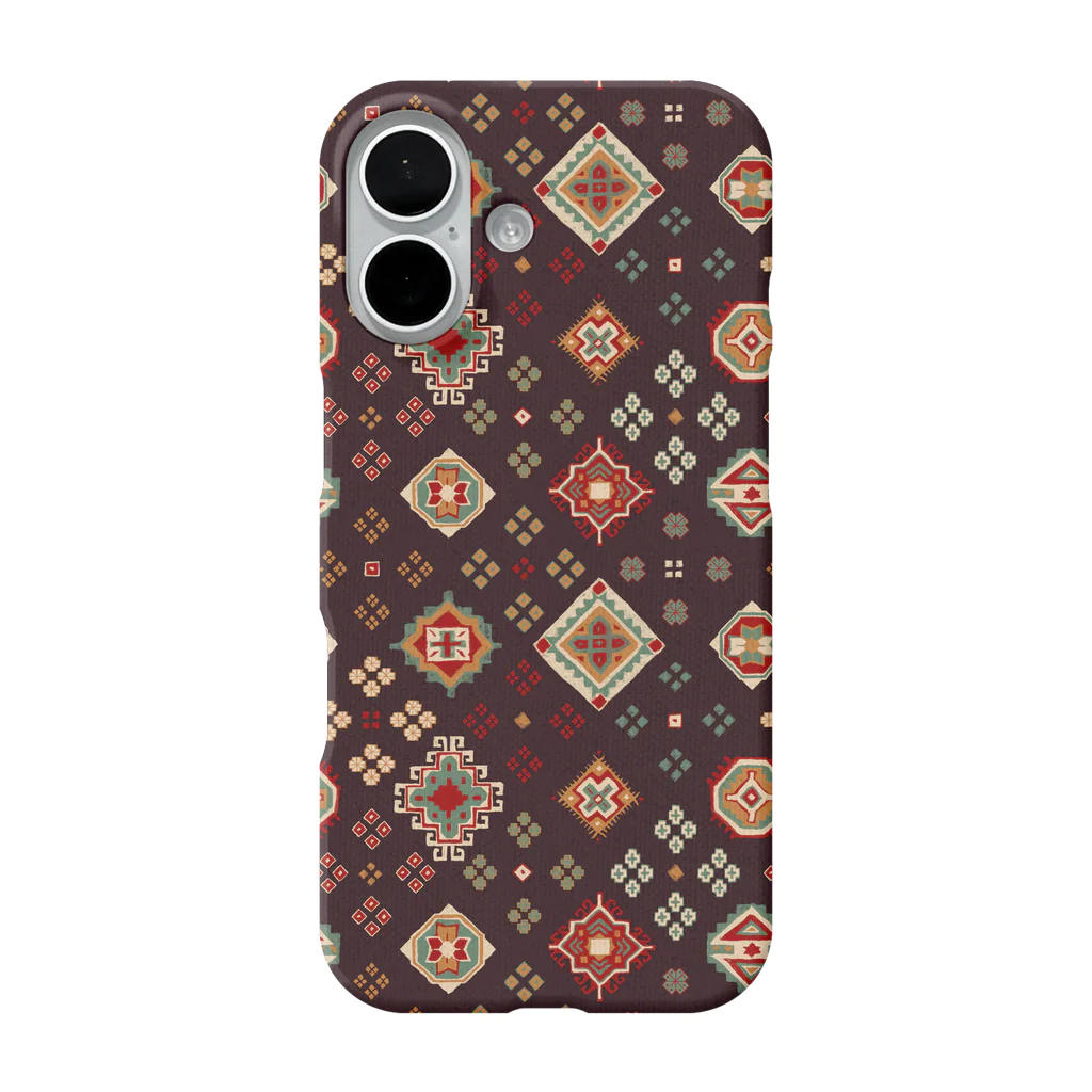 IZANAMI by Akane Yabushitaのコーカサス絨毯・グリッド（ウォルナッツ） iPhone Smartphone Case