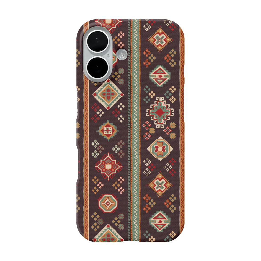 IZANAMI by Akane Yabushitaのコーカサス絨毯・ストライプ（ウォルナッツ） iPhone Smartphone Case
