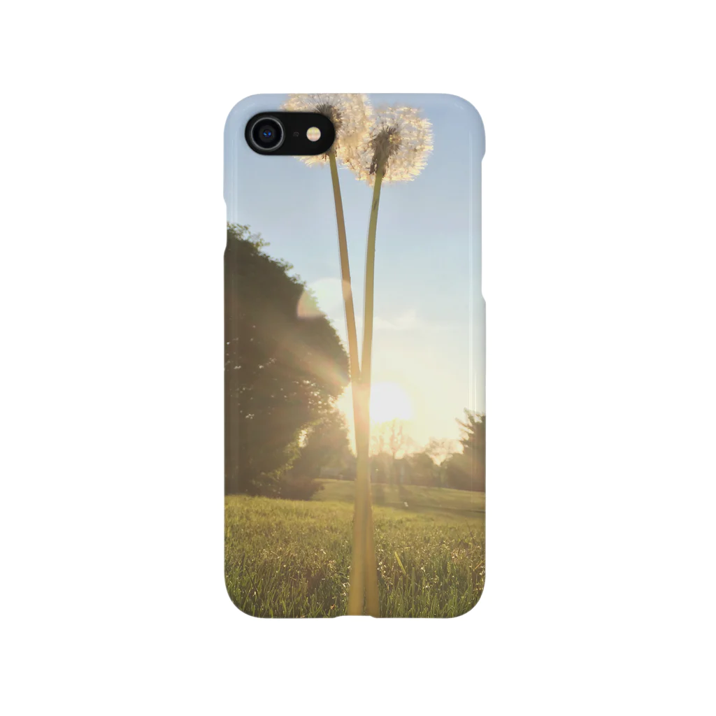 芸術シャツのたんぽぽと夕日の夏 iPhone Smartphone Case