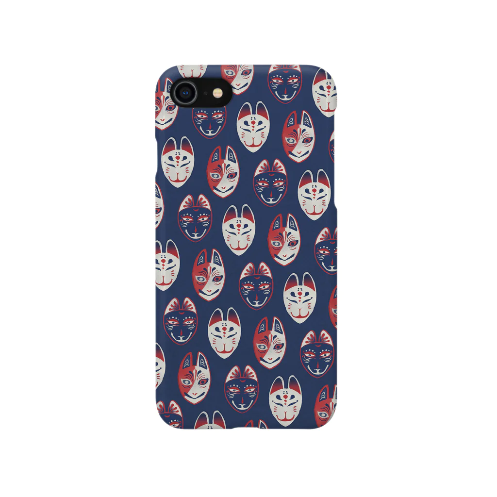 IZANAMI by Akane Yabushitaの【日本レトロ#22】狐面（パターン） iPhone Smartphone Case