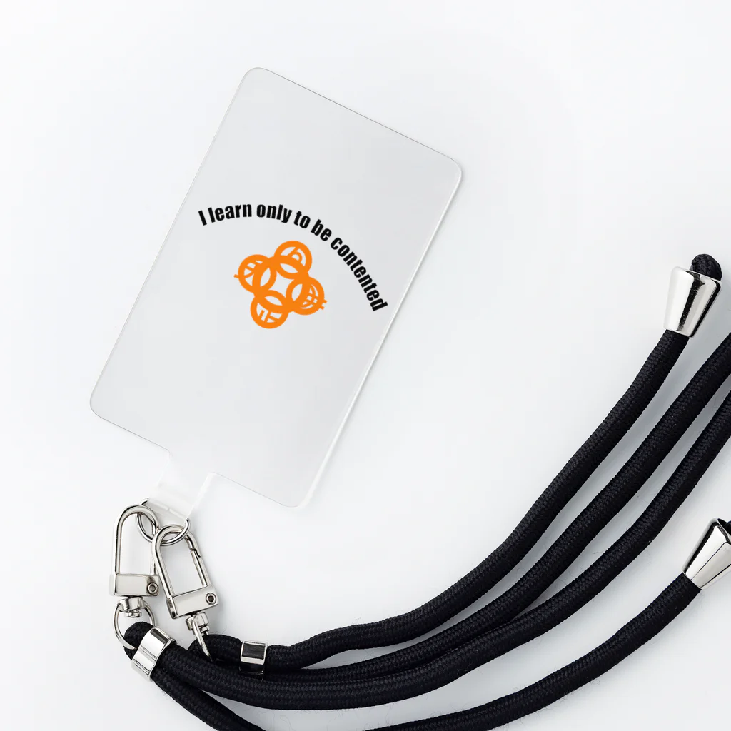 『Nothing Is Real』-- IN SUZURIの吾唯足知h.t.ショルダーアーチ橙・黒英語 Smartphone Strap