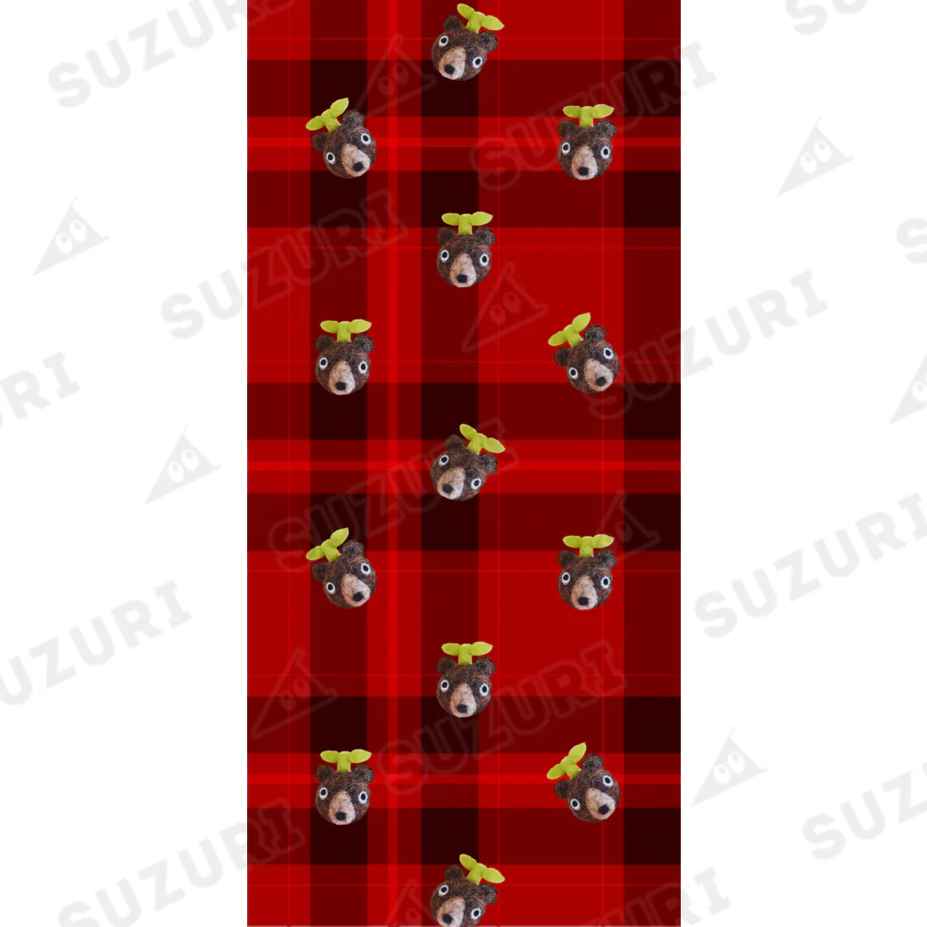 ポコのくまのムー 赤いチェック柄 Socks
