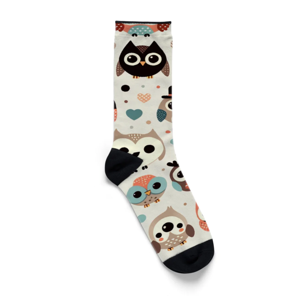 18ban's shopのフクロウドット柄 Socks