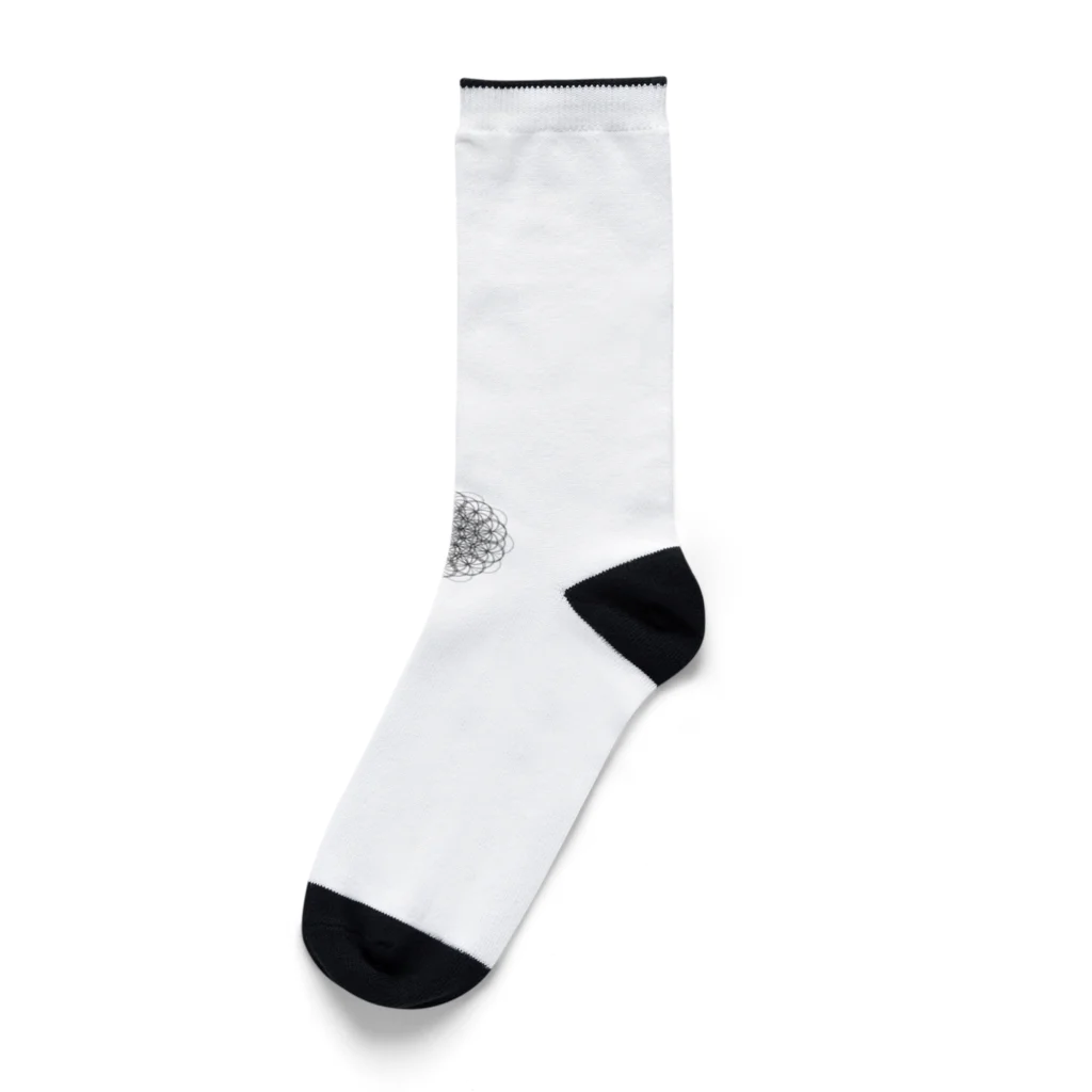 fumikingのフラワーオブライフ90度重ね掛け Socks