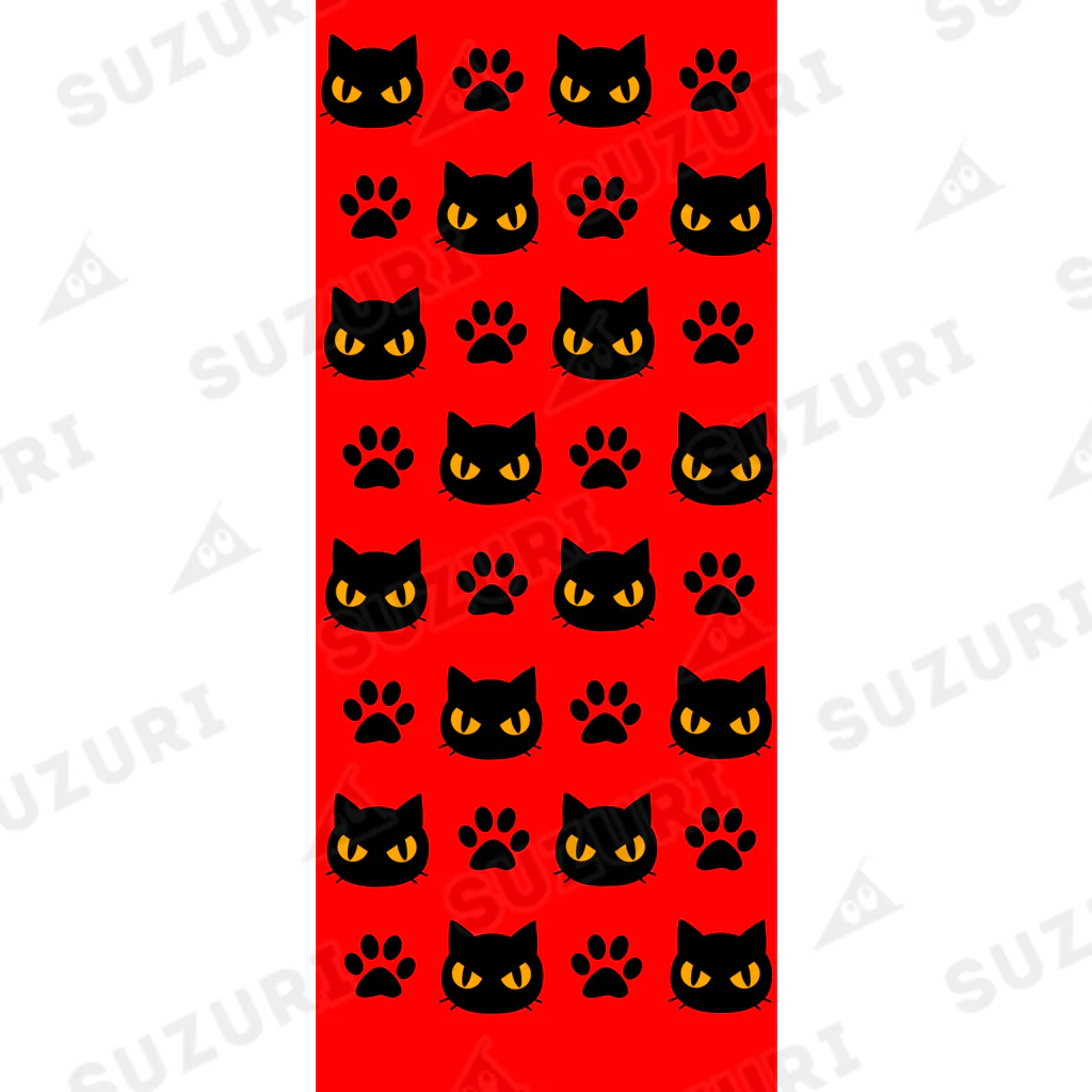 mkumakumaの黒猫と足跡赤 Socks