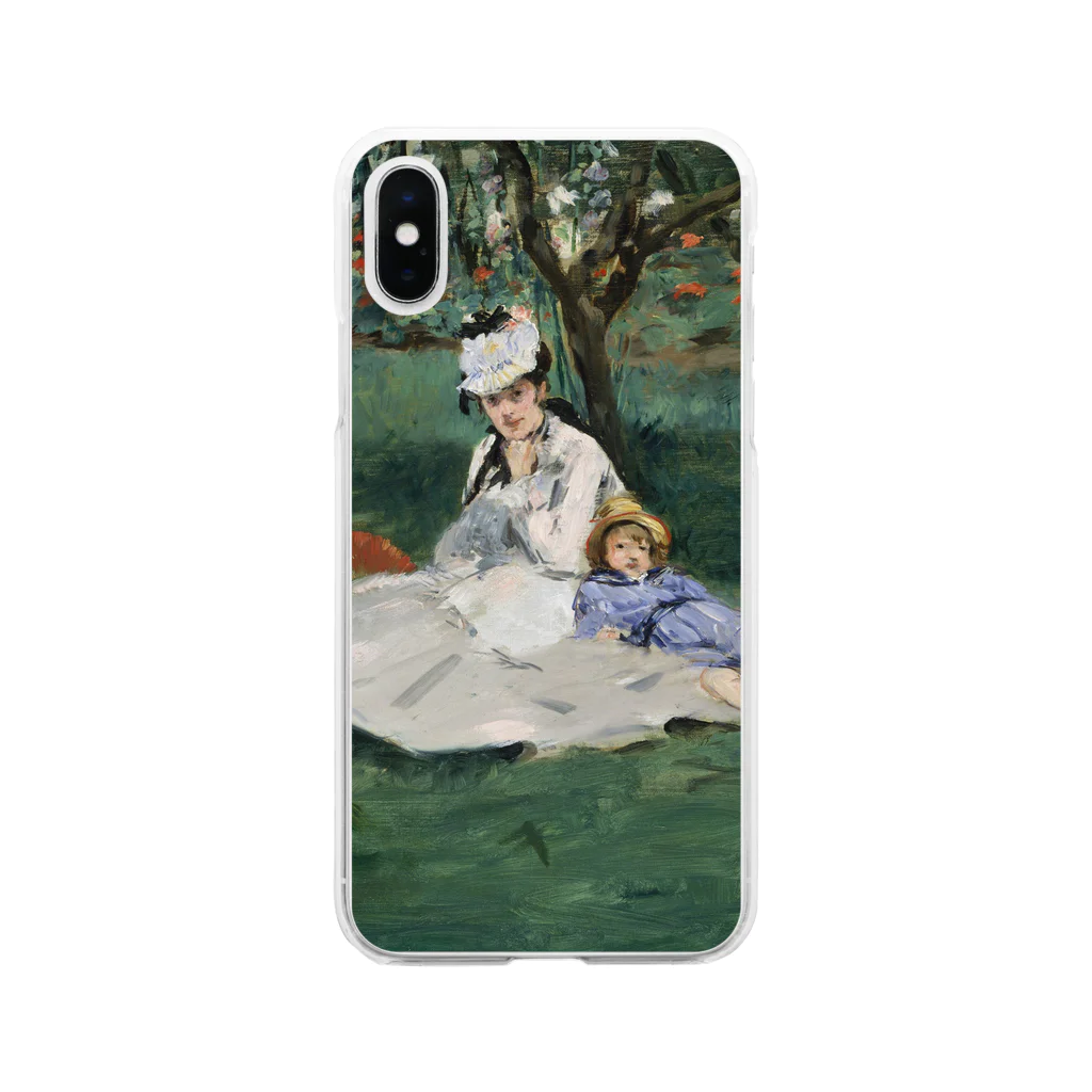 SONOTENI-ARTの012-002　エドゥアール・マネ　『庭のモネ一家』　クリア　スマホケース　iPhone XS/X専用デザイン　CC2 Soft Clear Smartphone Case