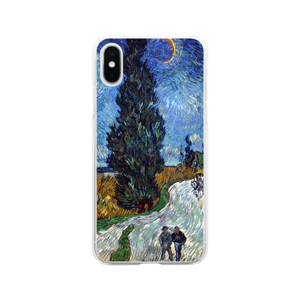 SONOTENI-ARTの005-003　ゴッホ　『糸杉と星の見える道』　クリア　スマホケース　iPhone XS/X専用デザイン　CC2 Soft Clear Smartphone Case