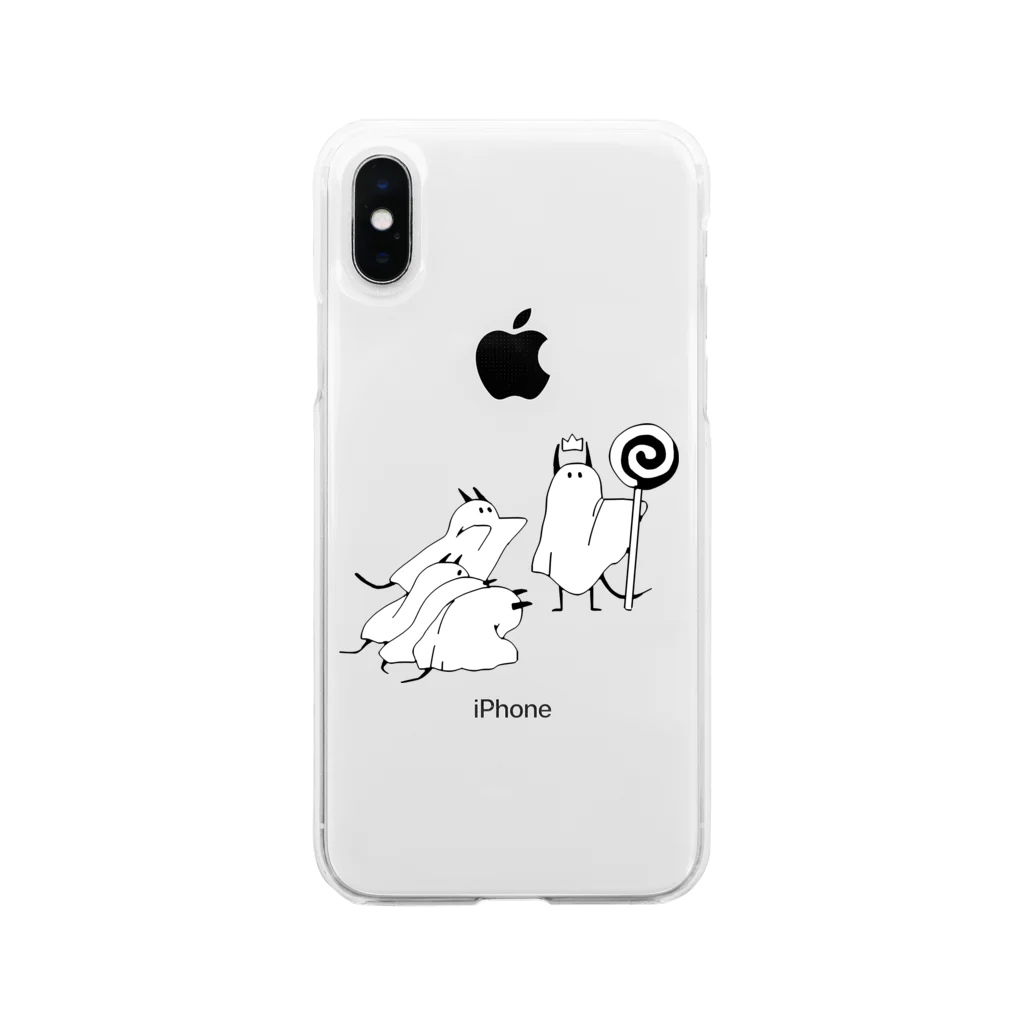 シーツのおばけと犬のシャツのCandy King Soft Clear Smartphone Case
