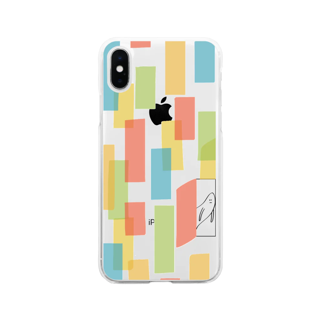こなみのかくれんぼドア  コマくんとフキダシおばけ Soft Clear Smartphone Case