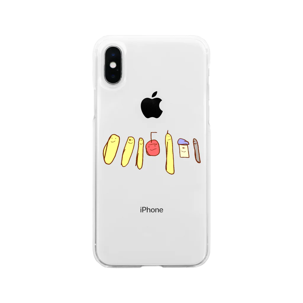 wMoonのリンゴ と バナナ Soft Clear Smartphone Case
