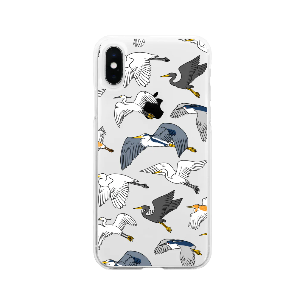 LOTORIのサギ大集合総柄 Soft Clear Smartphone Case