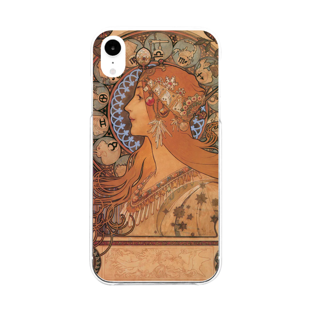 SONOTENI-ARTの014-003　アルフォンス・ミュシャ　『黄道十二宮』　クリア　スマホケース　iPhone XR専用デザイン　CC3 Soft Clear Smartphone Case