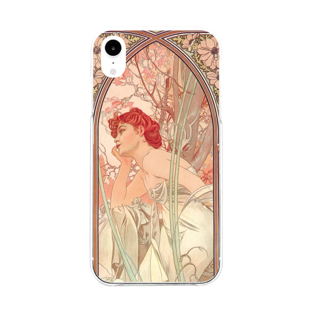 SONOTENI-ARTの014-011　アルフォンス・ミュシャ　『時の流れ：夕べの夢想』　クリア　スマホケース　iPhone XR専用デザイン　CC3 Soft Clear Smartphone Case