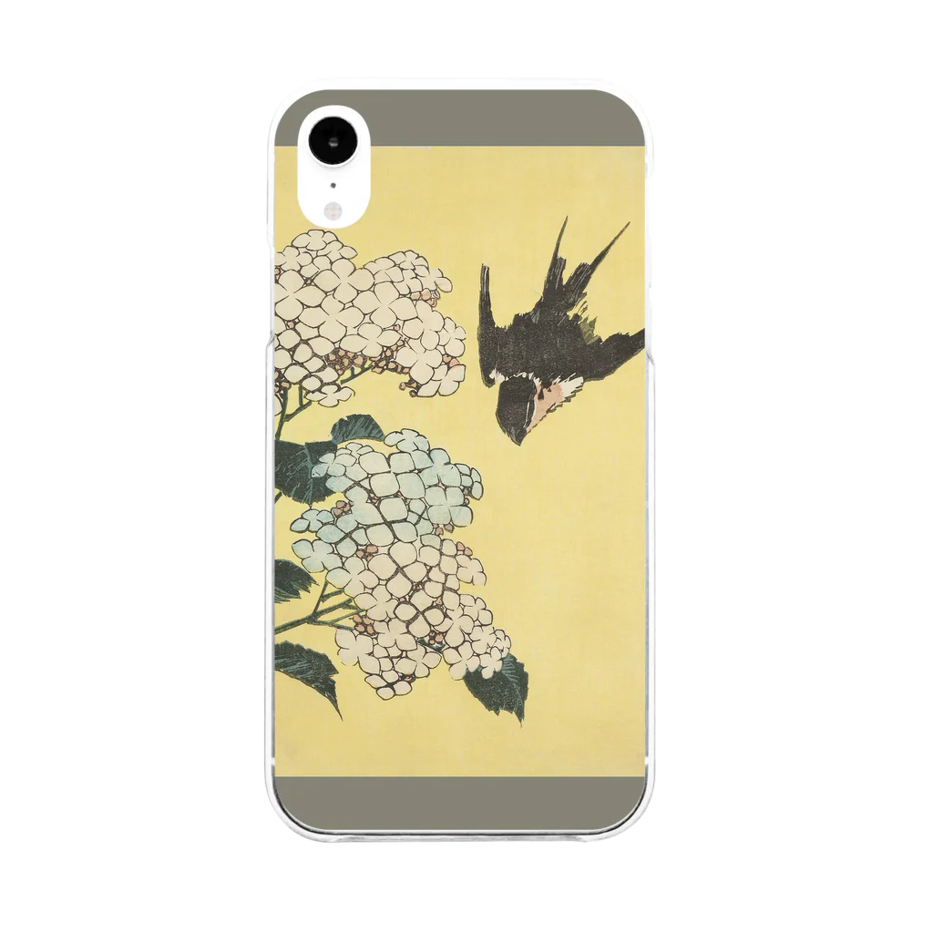 SONOTENI-ARTの003-009　葛飾北斎　『紫陽花に燕』　クリア　スマホケース　iPhone XR専用デザイン　CC3 Soft Clear Smartphone Case