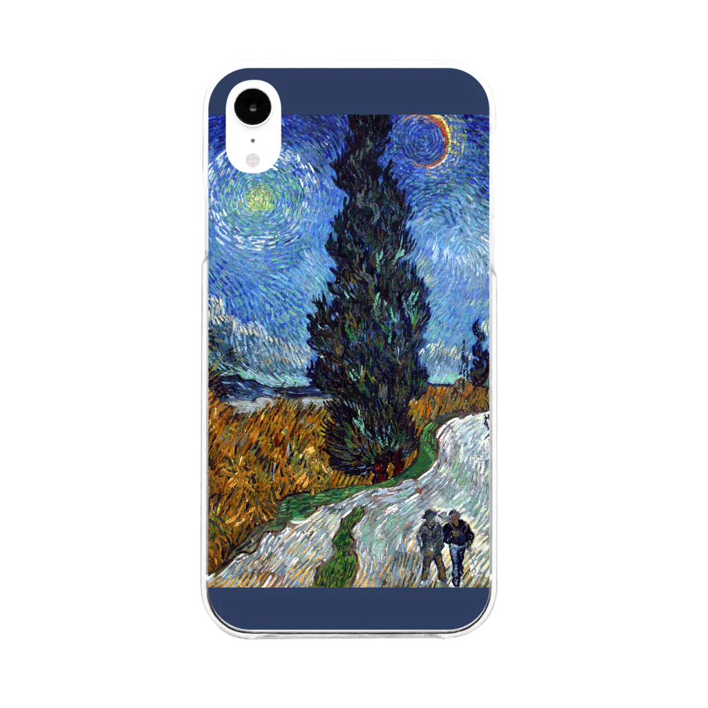 SONOTENI-ARTの005-003　ゴッホ　『糸杉と星の見える道』　クリア　スマホケース　iPhone XR専用デザイン　CC3 Soft Clear Smartphone Case