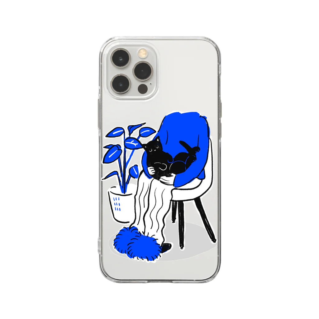 ⓣの黒猫ちゃんとチル Soft Clear Smartphone Case