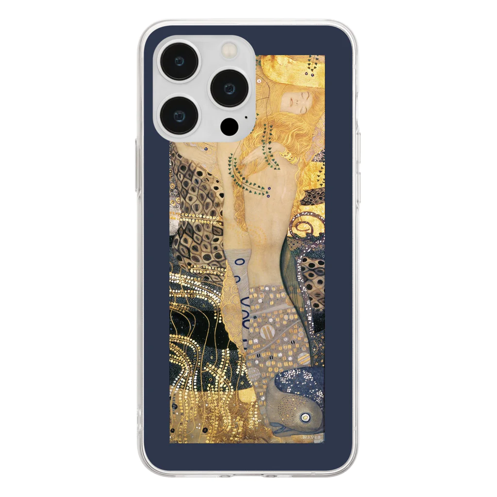 SONOTENI-ARTの001-006　グスタフ・クリムト　『水蛇Ⅰ』　クリア　スマホケース　iPhone 14ProMax/14Plus/13ProMax/12ProMax/11ProMax専用デザイン　CC5-2 Soft Clear Smartphone Case