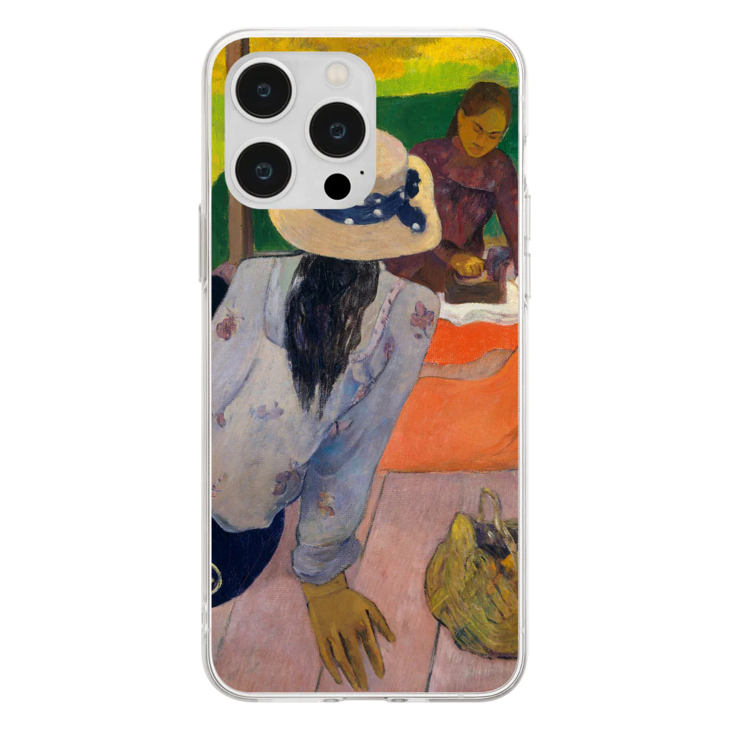 SONOTENI-ARTの026-002　ゴーギャン　『シエスタ』　クリア　スマホケース　iPhone 14ProMax/14Plus/13ProMax/12ProMax/11ProMax専用デザイン　CC5-2 Soft Clear Smartphone Case