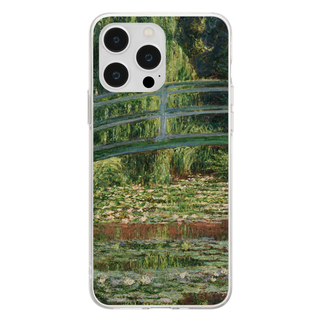SONOTENI-ARTの004-014　クロード・モネ　『ジヴェルニーの日本の橋と睡蓮の池』　クリア　スマホケース　iPhone 14ProMax/14Plus/13ProMax/12ProMax/11ProMax専用デザイン　CC5-2 Soft Clear Smartphone Case
