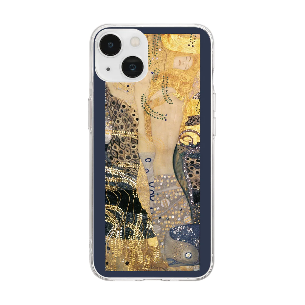 SONOTENI-ARTの001-006　グスタフ・クリムト　『水蛇Ⅰ』　クリア　スマホケース　iPhone 14/14Pro/13/13Pro/12/12Pro/11専用デザイン　CC5-1 Soft Clear Smartphone Case
