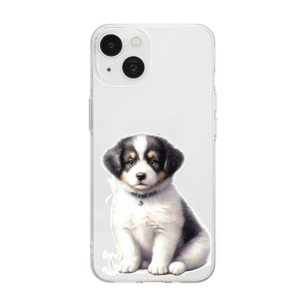 pondLeisurelyの愛らしい子犬 Soft Clear Smartphone Case
