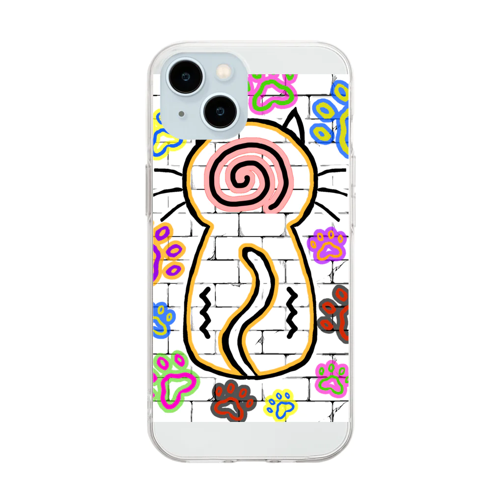 Mogi_3のねこの落書き Soft Clear Smartphone Case