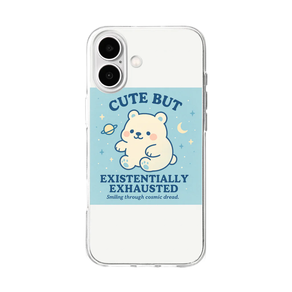 CUTE BUT EXISTENTIALLY EXHAUSTEDのCUTE BUT EXISTENTIALLY EXHAUSTED – ゆるしろくま宇宙 Soft Clear Smartphone Case