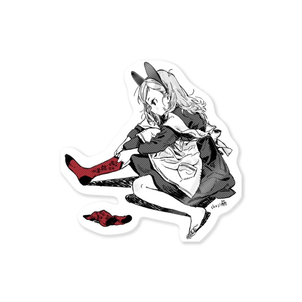 しょうじの靴下を履くネコミミちゃん Sticker