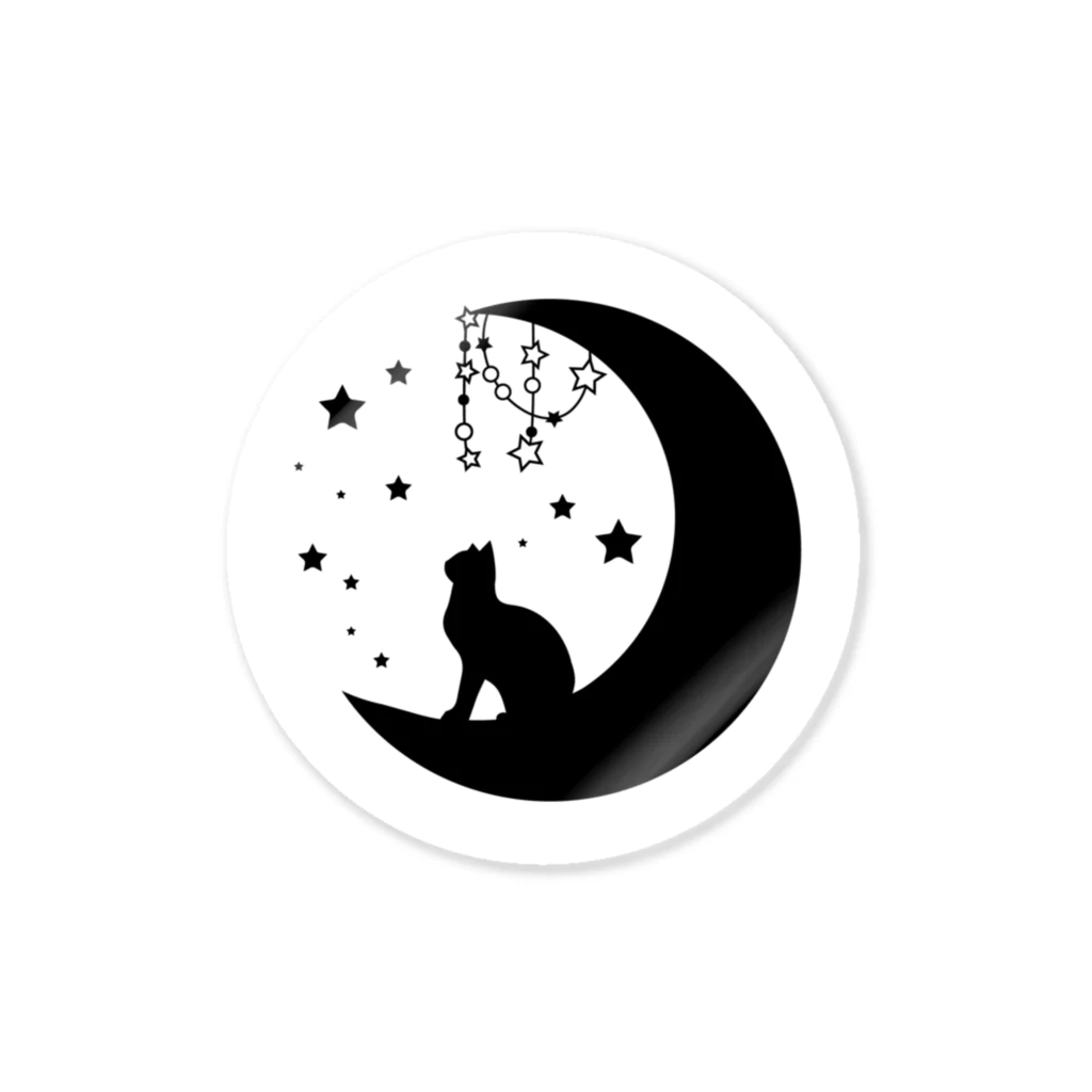 月猫 シルエット 背景あり / pour moi ( pour_moi )のステッカー通販 ∞ SUZURI（スズリ）