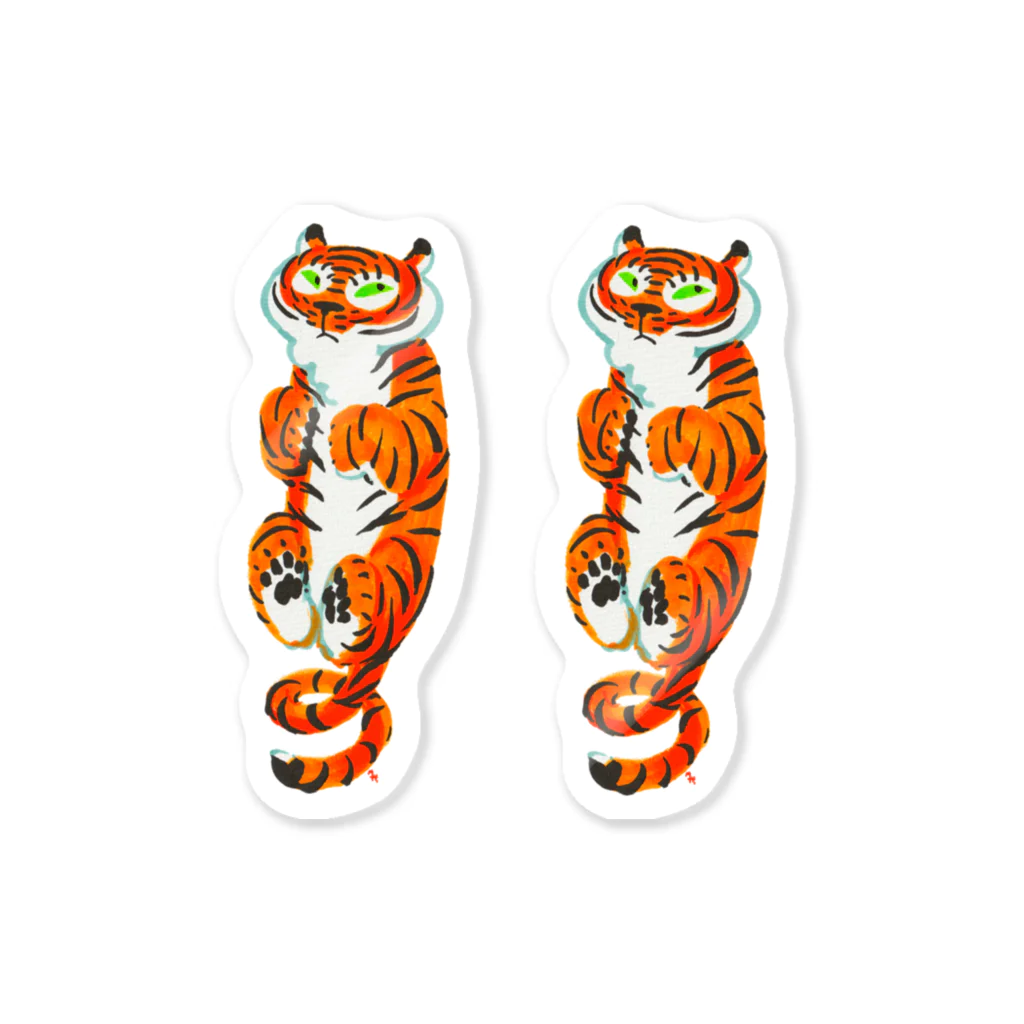 segasworksのトラちゃんと龍（龍虎ぐるんぐるんの図からトラちゃん）ステッカー Sticker