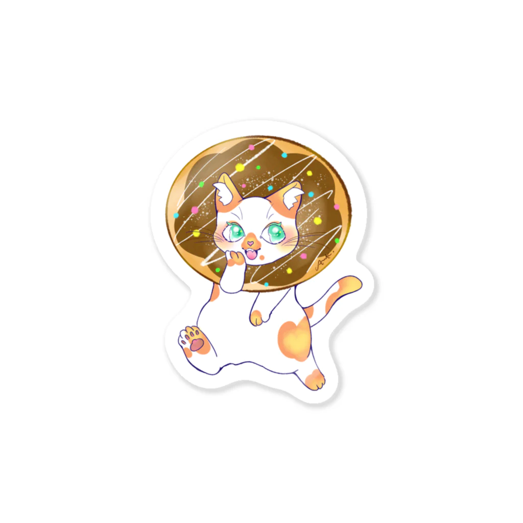アンクガハク雑貨店のドーナツねこ(チョコレート) Sticker