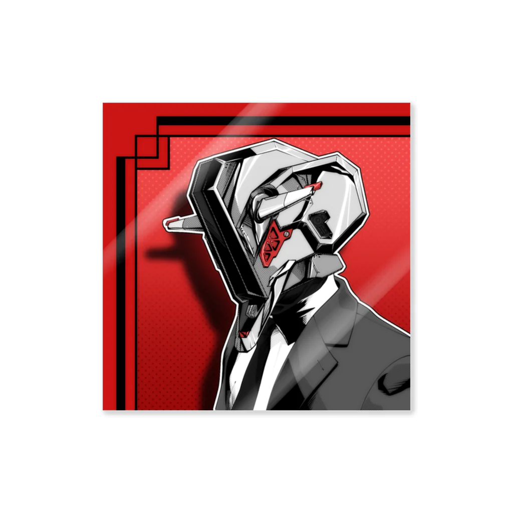 プラントemoonのメカヘッド-赤-ステッカー Sticker