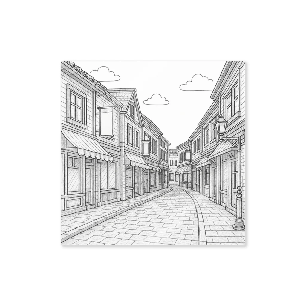 アウルフのクラシック商店街 – 静かな午後のストリート Sticker