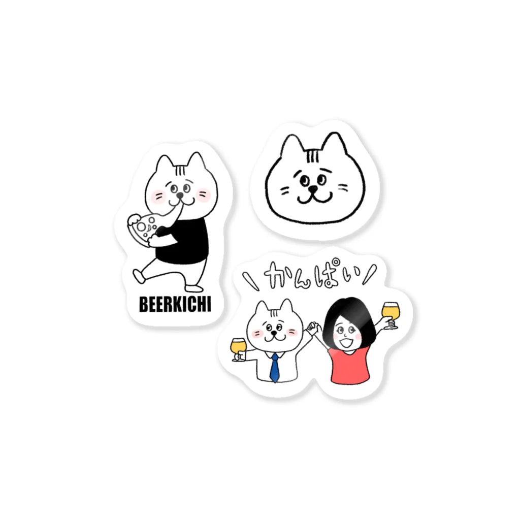 BEERKICHI(ビアキチ)のビアキチくんミニステッカーその2 Sticker