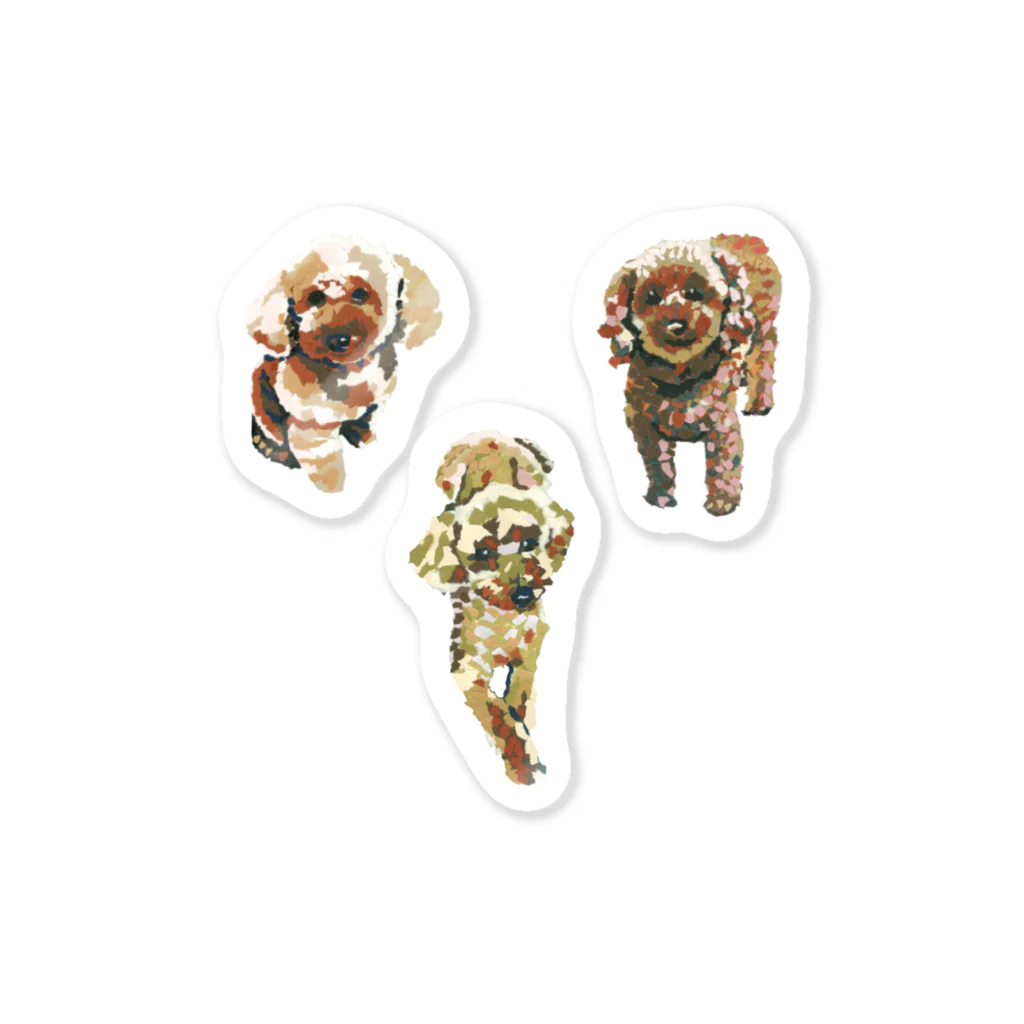 Yuhki | おばけのゆうき 公式オンラインショップのトイプードル３匹(ちぎり絵) Sticker