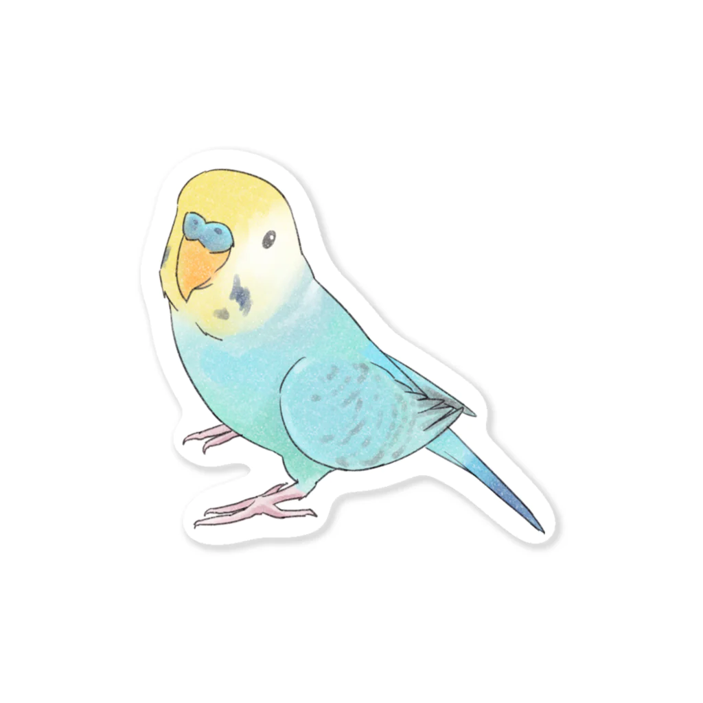 まめるりはことりの見上げるセキセイインコちゃん【まめるりはことり】 Sticker