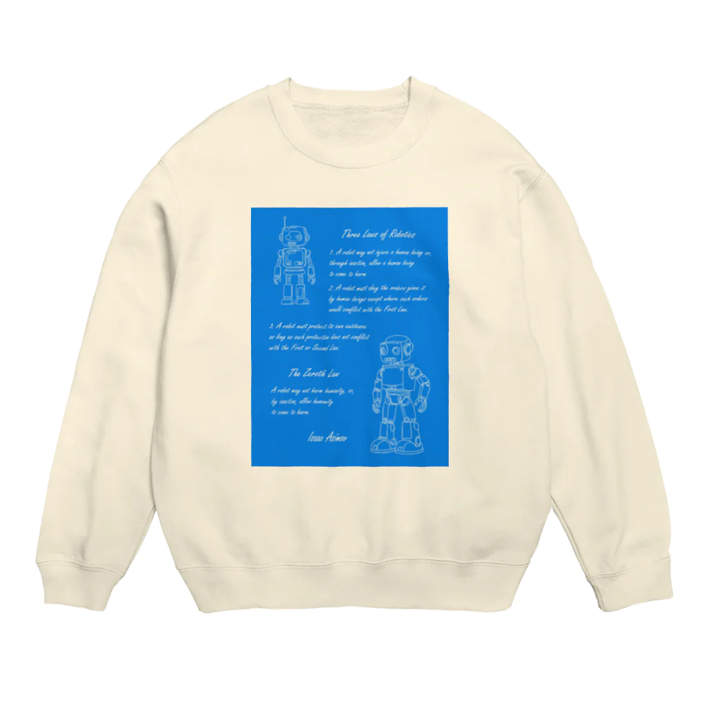 mirinconixのアシモフのロボット3原則とロボットの落書き  セルリアンブルー Crew Neck Sweatshirt