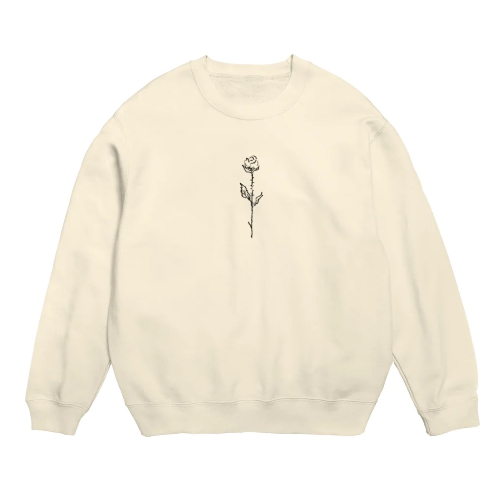  こぐま        のバラ(black) Crew Neck Sweatshirt